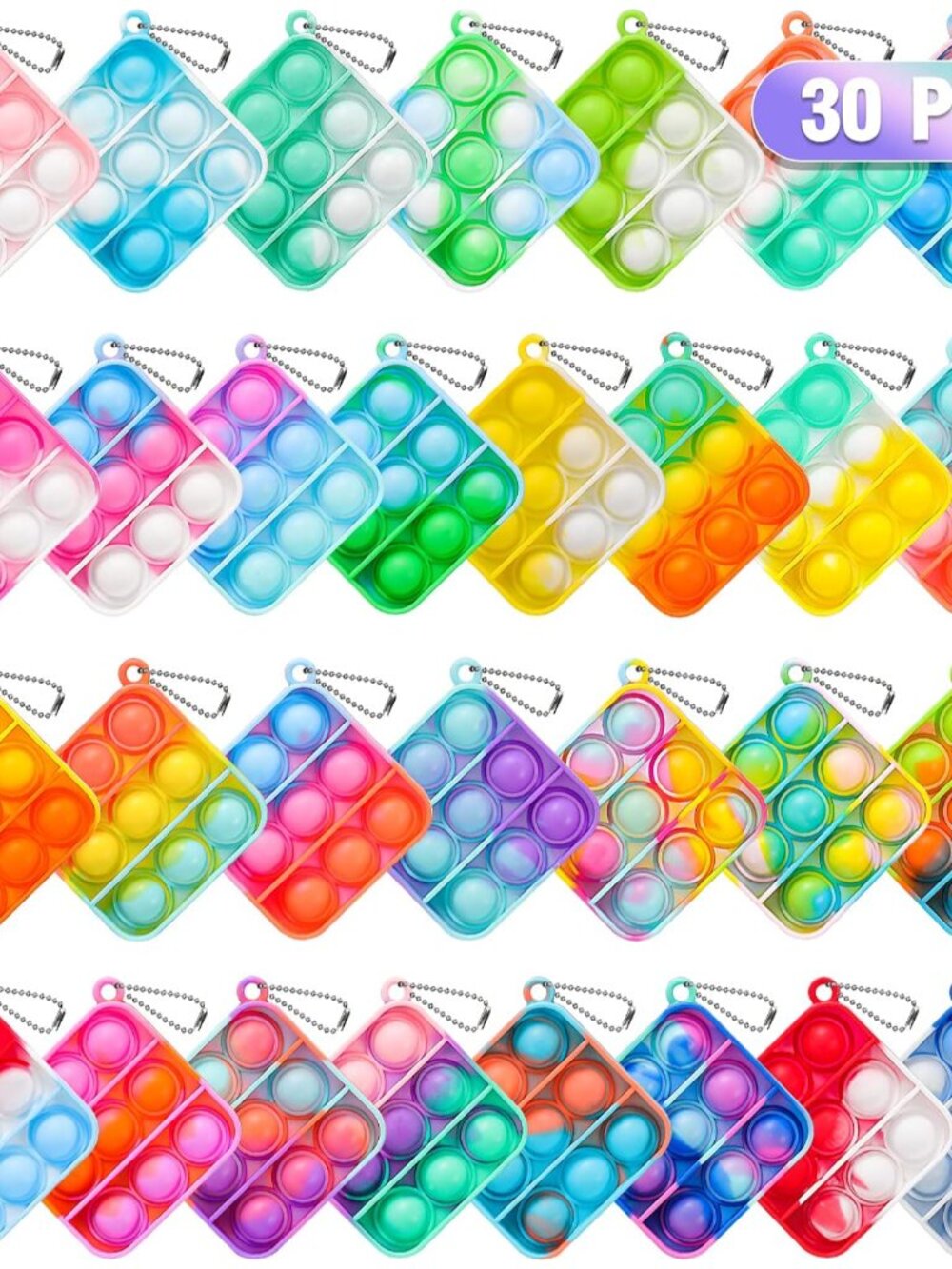 Pop Fidget Toys Bulk Its Party Favors for Kids 30 Pack Mini Pop Keychain It